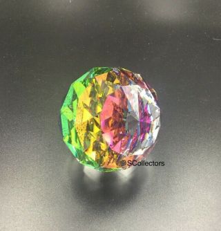 Swarovski Crystal Round Ball Paperweight,  Very Large 60mm Rainbow Vitrail
