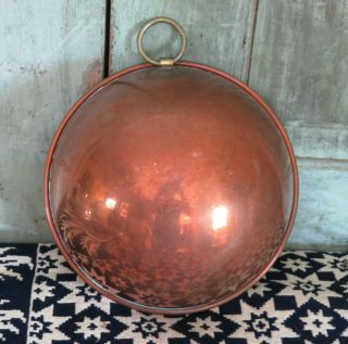 Vintage Tagus Portugal Round Bottom Copper Mixing Bowl 9 1/4 " Patina
