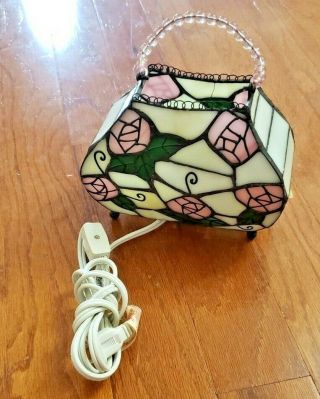 Incredibly Rare Stained Glass Tiffany Style Purse Lamp – Rose Glass Pattern