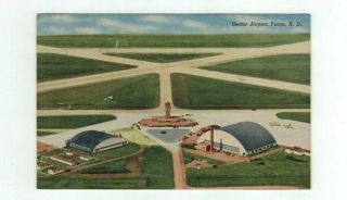 Nd Fargo North Dakota Antique Linen Post Card Hector Airport