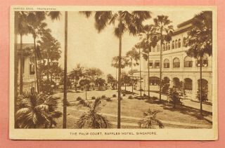 1928 STRAITS SETTLEMENTS RAFFLES HOTEL SINGAPORE POSTCARD TO USA 2