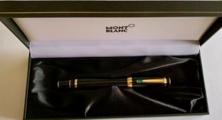 Montblanc Boheme Black And Gold Green Stone Rollerball Pen