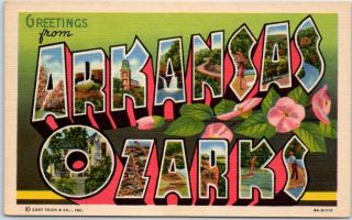 Arkansas Ozarks Large Letter Postcard Curteich Linen C1940s