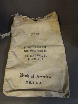 Vintage Bank Of America Canvas Money Coin Deposit Bag