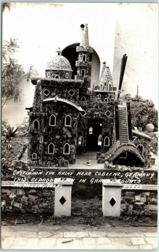 Mcallen,  Texas Rppc Photo Postcard Grande Courts " Castle On The Rhine " 1930s