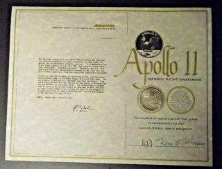 Apollo 11 FLOWN Columbia & Eagle Metal in NASA/Boeing Coin to Workers in 1971 3