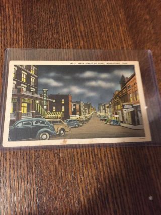 1945 Main Street By Night In Morristown,  Tn Tennessee Pc Post Card Motown