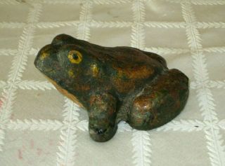 Antique Cast Iron Frog Doorstop - Painted - 5 " - Hubley ? - 5 Pounds - Metalware