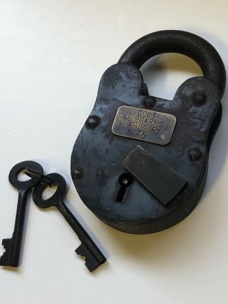 Vtg Colt Firearms Key Lock Safe Box Lock With Keys Padlock Old