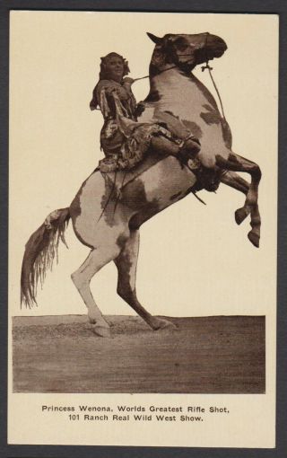 Vintage Kraus Princess Wenona Postcard Oklahoma 101 Wild West Show Cowgirl C1910