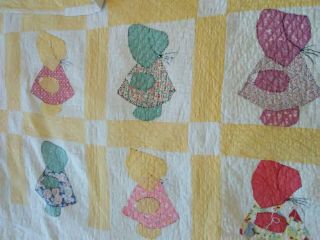 Vintage Sunbonnet Sue & Sam Handmade Quilt Feed sack Flour Sack Fabric 7
