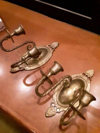 2 Vintage Wall Sconce Brass Candlesticks /candle Holders.
