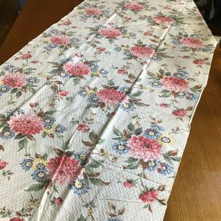 Vintage Barkcloth Fabric - Dahlia Floral - Panel 79” X 35”