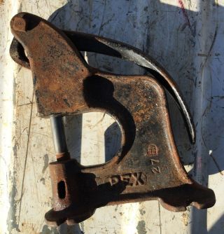 Vintage Rex 27 Bench Top Rivet Press Punch Old Cast Iron Farm Tool