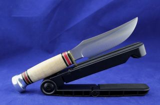 Marbles Bison Hunting Knife Gladstone USA Light Curly Maple Handles w/Sheath 2