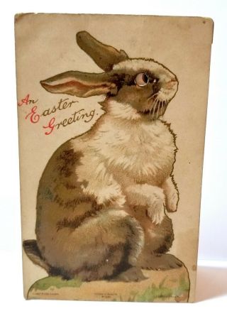Easter Rabbit Mechanical Postcard By Ernest Nister " An Easter Greeting " C.  1905