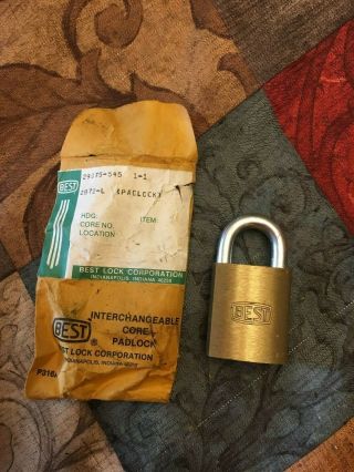 Vintage Best Interchangeable Core Padlock Lock Collectible (no Key) Part Usa