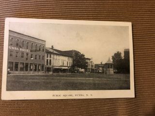 Early Souvenir Postcard - - York - - Nunda - - Town Street Scene - - Horse Buggy Square