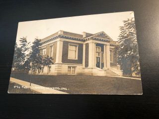 Azo Rppc Photo Postcard - - Oregon - - Newberg - - View Of Public Library No.  26 Or Pc