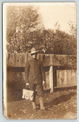 Halley Idaho Ryden: In The Field All Summer Soldier In Uniform Pouch 1909 Rppc