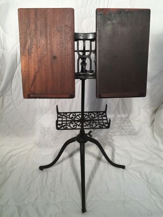 Antique Victorian Cast Iron & Oak Library Book/bible Stand.