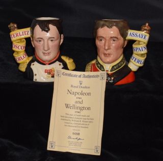Royal Doulton " Napoleon & Wellington " Small Character Jugs D7001 & 2 - Le -