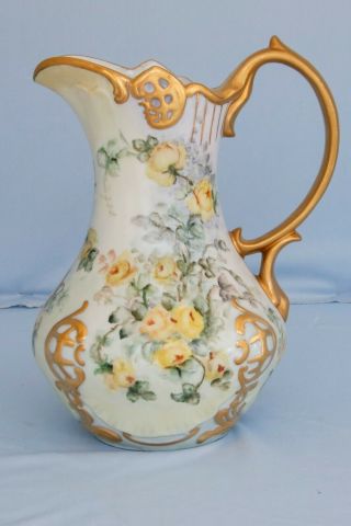 Vintage Porcelain Pitcher - 9 1/4 Inches Tall -