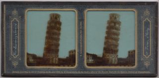 F & W Langenheim Leaning Tower Pisa Italy Very Rare Early Glass Stereo View 1856