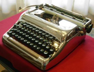 Restored Typewriter: 1954 Smith - Corona Silent - In Chrome W/jade Turboplaten