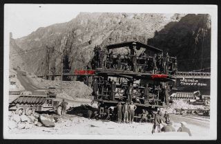 Postcard Rppc,  Jumbo Drill,  Oily Workers,  Construction,  Hoover Dam,  Arizona,  Nevada