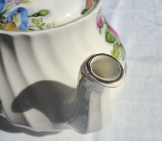 Sadler Windsor 4 - cup Teapot White Swirl Summer Floral Gold Trim Made in England 8