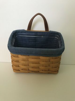 Authentic Longaberger Small Wall Pocket Basket,  Cornflower Liner &protector 2006