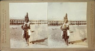 Rare Stereocard,  Erdmann & Schanz 1903,  Delhi Durbar Nihang,  Punjab,  Sikh,  India