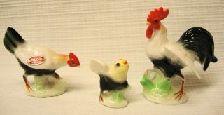 Vintage Japan Miniature Chicken Family Figurines Bone China 1960 