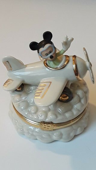 Lenox Classics Flying High Mickey Mouse Treasure Box Disney Plane Pilot Trinkets
