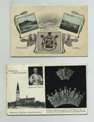(2) Early Foreign Postcards Czestochowa Poland & Wilna Vilnius Lithuania Hj5184