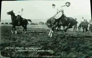 Yakima Canutt On Head Light - Rppc Real Photo Postcard - 1921 Doubleday Cowboy Rodeo
