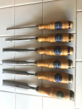 Minty Set Of 6 E.  A.  Berg Eskilstuna Tang Chisels With Decals
