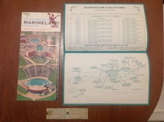 Vintage 1959 Marineland Amusement Park Palos Verdes Ca Ticket Stub,  Brochures