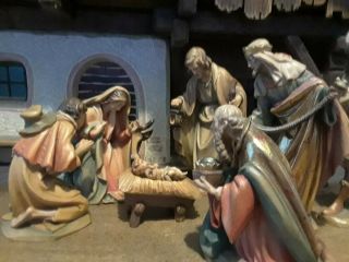Nativity Set - Ulrich Bernardi - Anri - 1986 - Italy Stable and 14 Figurines 2