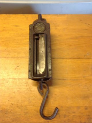 Antique Early 1900’s Gifford Wood Co Cast Iron Hanging Scale 200 Made In Usa