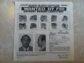Anthony " Tony Lib " Liberatore Mafia Boss Fbi Wanted Poster Pls Make