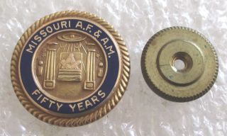 Vintage Mason Masonic Missouri A.  F.  & A.  M.  50 Years Member Lapel Pin