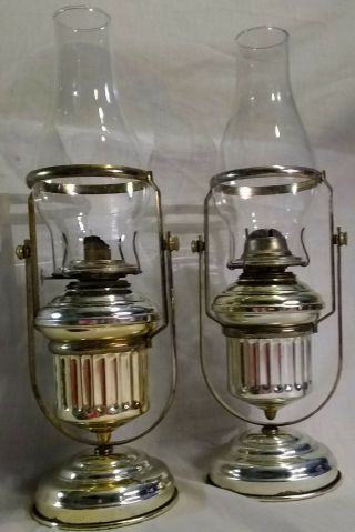 2 Eagle Ship Swing Oil Lamps 1950 