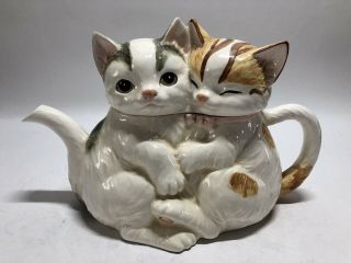 Vintage 1990 Hearth And Home Designs Ceramic Kitten Kitty Cat Teapot