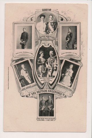 Vintage Postcard Kaiser Wilhelm Ii And Kaiserin Victoria & Family