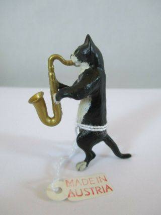 Franz Bergmann Cat & Saxophone Miniature Austrian Cold Painted Bronze Figure 3