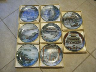 Imperial Jingdezhen Porcelain 8 Plates Scenes From The Summer Palace Boxes