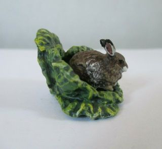 Beatrix Potter Rabbit On Lettuce Miniature Austrian Cold Painted Bronze Figure