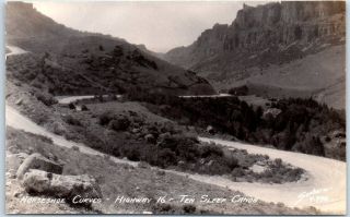 Ten Sleep Canon,  Wyoming Rppc Postcard Horseshoe Curves Highway 16 Sanborn Photo